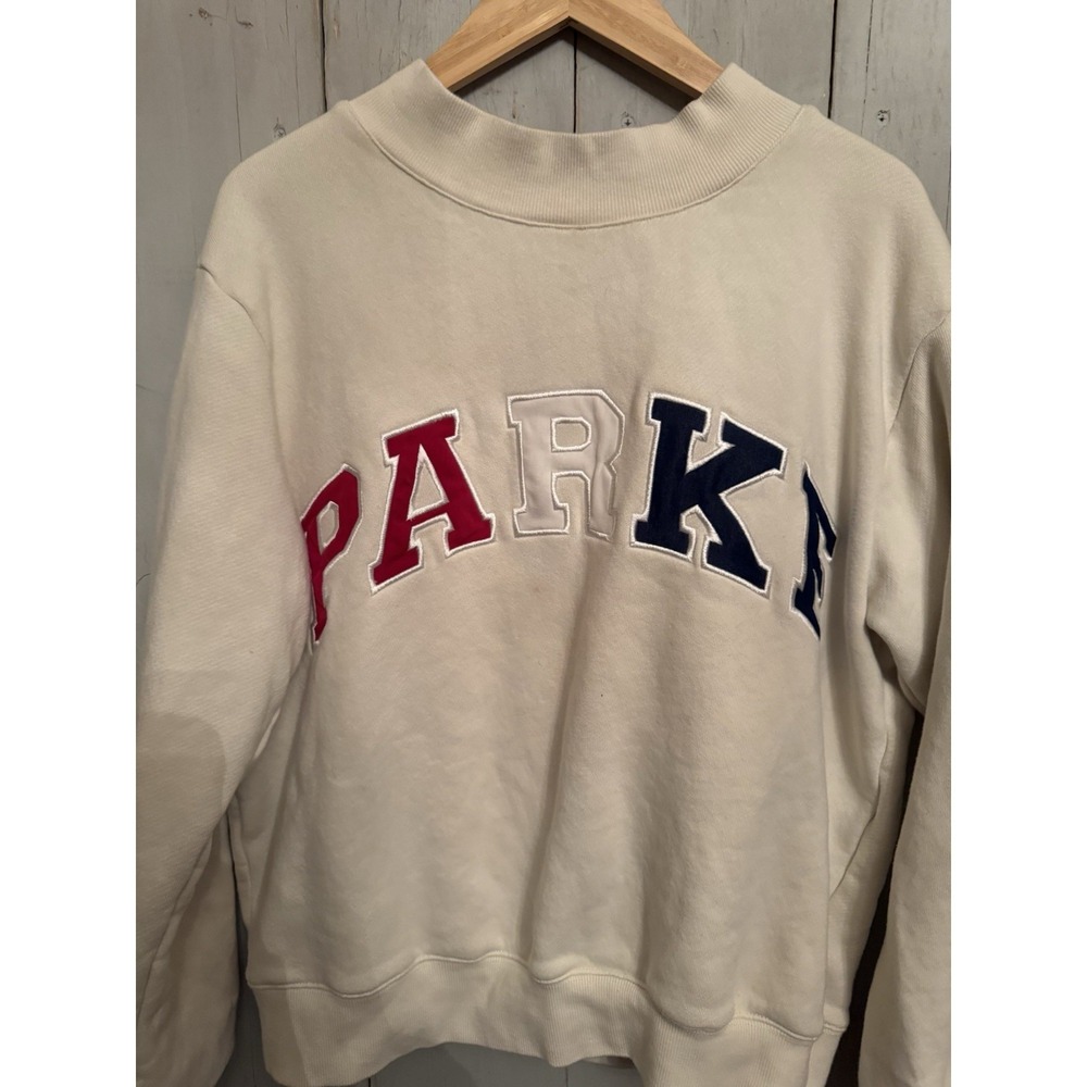 PARKE Coastal Red White & Blue  Mockneck Sweatshirt Oversized S/M Viral Rare - Picture 2 of 9